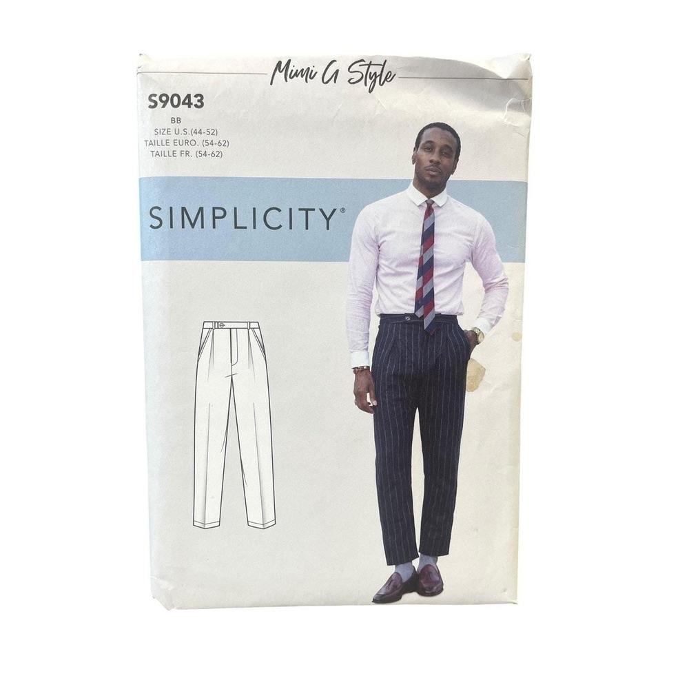 Simplicity S9043 Pants Sewing Pattern Mens 44-52 White Mimi G Style Tapered